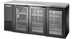 Thumbnail image #5 for True Two-Section Three-Door Glass Back Bar Cooler, 72 1/8-Inch, Black Exterior, Self-Contained Side-Mounted
