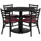 Thumbnail image #1 for Flash Furniture RSRB1005-GG 36-Inch Round Table and 4-Chair Set, Black Table, Burgundy Vinyl Seats
