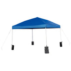 Thumbnail image #1 for Flash Furniture JJ-GZ1010PKG-BL-GG 10' x 10' Blue Pop-Up Canopy Tent with Wheeled Case, Sand Bags and Ground Stakes