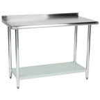 Thumbnail image #1 for Hakka Brothers Corp Hakka food processing WT-3048-2R-4 Corner Work Table, 18-Gauge 430 Stainless Steel, Open Undershelf, 30"W x 48"L x 34"H