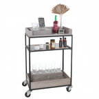 Thumbnail image #2 for Cal-Mil Aspen 3461-110 3-Tier Mobile Beverage Service Cart, Reclaimed Wood, Black Powder-Coated Metal Frame, 16 x 27 x 41 in.