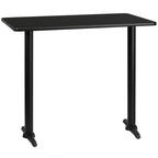Thumbnail image #1 for Flash Furniture XU-BLKTB-3048-T0522B-GG Bar-Height Rectangular Pedestal Table, 48"W x 30"D, Black Laminate, PVC Edge