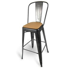 Thumbnail image #1 for JustChair Manufacturing Industrial Collection G42630-PS-COM Bar Stool, Galvanized Metal Back, 1-Inch Padded Upholstered Seat