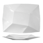 Thumbnail image #1 for International Tableware Aspekt AS-16 Square Porcelain Plate, 10-1/2 x 8-1/4 x 1-5/8 in, Rolled Edge, Wave Design 1 Dozen