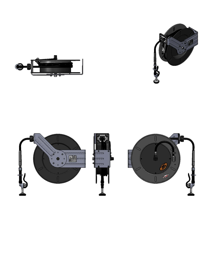 Product image #2 for equip Open Black Epoxy Coated Steel Retractable Hose Reel with 3/8 Inch x 50 Foot Hose and High Flow Spray Valve