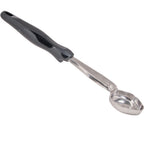 Thumbnail image #1 for AllPoints Foodservice Parts & Supplies 1371110 1 oz Oval Solid Portion Control Spoon Ladle, Stainless Steel, Black Plastic Handle