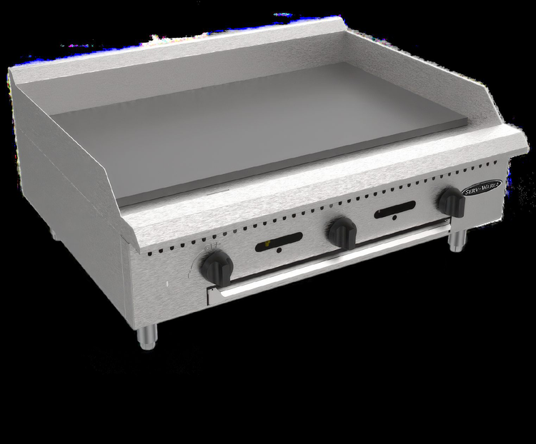 Product image #2 for Serv-Ware 36-Inch Natural Gas Manual Commercial Griddle with 3 Burners