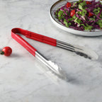 Thumbnail image #2 for New Star Foodservice Inc. 35773 12-Inch Stainless Steel Utility Spring Tongs with Red Vinyl-Coated Handle Case of 6