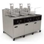 Thumbnail image #1 for Giles Enterprises EOF-20/20/20 Three-Tank Electric Fryer Bank, 115 lb Each, Built-In Filter, Programmable Controls, Stainless Steel