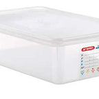 Thumbnail image #2 for CFS Brands Araven 03036 14.4 qt Rectangular Clear Polypropylene Food Storage Container with Airtight Lid, GN 1/1, 20-7/8" x 12-3/4" x 4" Case of 6