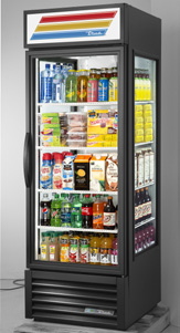 Product image #7 for True 1-Section Glass End Merchandiser Refrigerator with Hinged Door, Black