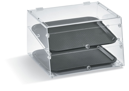 Product image #5 for Vollrath Countertop Curved-Front Full-Service Bakery Display Case, Non-Refrigerated, Rear Door, Clear Acrylic, 2-Tray Capacity