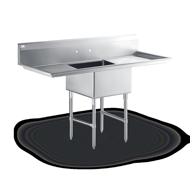 Product image #4 for Steel Works Stainless 18-Gauge 304 Stainless Steel One-Compartment Sink with Dual 24-Inch Drainboards
