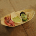 Thumbnail image #4 for Korin Inc TK-600-09 Disposable Pine Wood Boat Food Tray, Natural, Biodegradable, 9-1/2"L x 2-1/2"H Case of 20