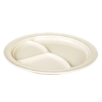 Thumbnail image #1 for Thunder Group Nustone NS703T Round Melamine Compartment Plate, 10-1/4", 3 Wells, Tan Case of 3 Dozen