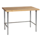 Thumbnail image #1 for Tarrison Products Ltd. TA-HTB2448G-KIT 48"W x 24"D Butcher Block Top Work Table, 1-3/4" Hardwood Top, Open Galvanized Base