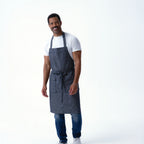Thumbnail image #1 for Chef Works ABN10-NVN-0 Utility Bib Apron, navy, 100% cotton, adjustable neck strap, metal D-ring