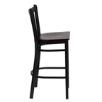 Thumbnail image #2 for Flash Furniture Hercules XU-DG-6R6B-VRT-BAR-MAHW-GG Armless Metal Vertical Slat Back Bar Stool with Mahogany Finish Wood Seat