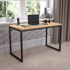 Thumbnail image #2 for Flash Furniture GC-GF156-12-MAP-BK-GG Rectangular Computer Desk, 47.25"W, Laminated Maple Top, Black Metal Frame