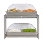 Thumbnail image #1 for Cadco CMLB-24RT 2-Level Stainless Steel Heated Buffet Server with 4 Pans and 2 Roll-Top Lids