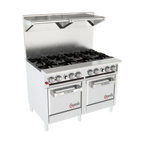 Thumbnail image #1 for Venancio USA Genesis G482ST-48B 48-Inch Gas Restaurant Range with 8 Open Burners, 2 Standard Ovens, Stainless Steel, and Hi-Shelf