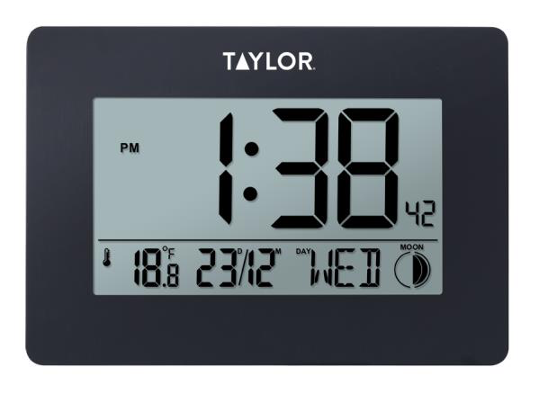Product image #2 for Taylor Digital Indoor/Outdoor Clock/Thermometer with Calendar and Moon Phase