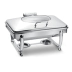 Thumbnail image #1 for Eastern Tabletop Park Avenue 3915GS 8 qt Rectangular Induction Chafing Dish with Hinged Glass and Stainless Steel Lid and Stand