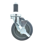 Thumbnail image #1 for BK Resources 5SBR-2RA-GR-TLB 5" Gray Rubber Swivel Stem Caster with Top-Lock Brake, 250 lb Capacity