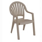 Thumbnail image #1 for Grosfillex Pacific US092181 Outdoor Fanback Stacking Armchair, Molded Resin, French Taupe Case of 4