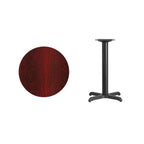 Thumbnail image #2 for Flash Furniture XU-RD-24-MAHTB-T2222-GG Round Dining Table, 24" Top, 31-1/8"H, Mahogany Laminate, Black X-Base