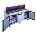 Thumbnail image #2 for Dukers Appliance Co., USA Ltd. DSP72-30M-S3 3-Door 72.5-Inch Mega Top Sandwich/Salad Prep Table, 30-Pan, Bottom-Mount Refrigeration