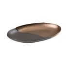 Thumbnail image #1 for Korin Inc Kinsai PLL-MJ118-387 Oval Plate, 9-1/4 x 5 in, Curved Edge, Two-Tone Matte Black and Gold