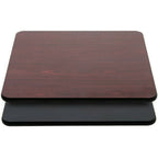 Thumbnail image #1 for JustChair Manufacturing JER3048-B/DM Rectangular Reversible Melamine Table Top, 30" x 48", Black/Dark Mahogany, Black T-Mold Edge