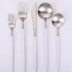 Thumbnail image #1 for Kadra Kitchenware Vikko Dine VF-10-VWS-SET-W 20-Piece 18/10 Stainless Steel Flatware Set, Service for 4, Brushed Two-Tone White & Silver