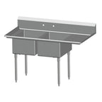 Thumbnail image #1 for SPG International Universal Stainless 2N1618-RD18 2-Compartment Stainless Steel Sink, Right-Hand Drainboard, 18 x 16 in Compartments