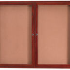 Thumbnail image #1 for AARCO Products CBC4860R Enclosed Wall-Mounted Bulletin Board, 60"W x 48"H, 2 Swing Doors, Red Oak Frame, Cherry Stained Finish