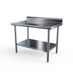 Thumbnail image #1 for NBR Equipment TS6-7230R5 Stainless Steel Work Table, 72"W x 30"D, 16-Gauge 304 Top, 5" Backsplash, Open Undershelf