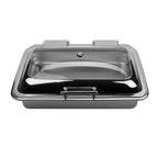 Thumbnail image #1 for G.E.T. Strata ST11602114 . . 8 Qt Rectangular Stainless Steel Chafing Dish Insert with Glass Clamshell Lid
