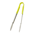 Thumbnail image #1 for Browne USA Foodservice 5512YL 12" One-Piece Stainless Steel Tongs with Yellow PVC-Coated Handle