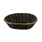 Thumbnail image #1 for Thunder Group PLBB900G Oval Woven Plastic Fast Food Basket, 9 x 6-7/8 x 2-1/4 in, Black with Gold Trim Case of 144
