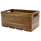 Thumbnail image #1 for TableCraft Products CRATE116 Acacia Wood Rectangular Gastro Serving/Display Crate, Full Size, Fits 1/1 GN Pan Case of 3