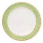 Thumbnail image #1 for Tableware Solutions USA Cosmo by Continental 55COGRE009 8-Inch Round China Plate, Wide Rim, White with Green Rim Case of 24
