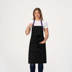 Thumbnail image #1 for Chef Works F8WS-BLK-0 Black 65/35 Poly-Cotton Bib Butcher Apron with Divided Patch Pocket, Straps Not Included