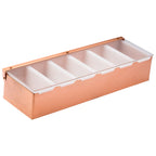 Thumbnail image #1 for Steelite International Utopia, Bar Accessories UF91162 Rectangular 6-Compartment Stainless Steel Condiment Holder, Copper