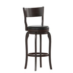 Thumbnail image #1 for Flash Furniture ES-NT2-29-ESP-GG 29" Swivel Pub Barstool, Open Back, Padded Upholstery, Bowed Wood Frame, Espresso/Black