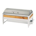 Thumbnail image #1 for Cal-Mil Monterey 22113-15 Rectangular Chafer with Hinged Stainless Steel Lift-Off Lid and White Frame, 22-1/4"W x 14-1/4"D x 12-1/2"H