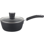Thumbnail image #1 for Kadra Kitchenware Millvado MR-18-BK Saucepan with Glass Lid, 1.75 qt., Soft-Grip Handle, Black Non-Stick