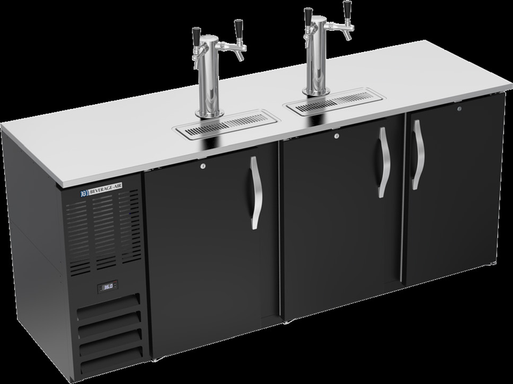 Product image #5 for Beverage-Air DDN78HC-B Shallow Depth Direct Draw Beer Dispenser, 78-Inch Wide, 3 Doors, 4 Keg Capacity