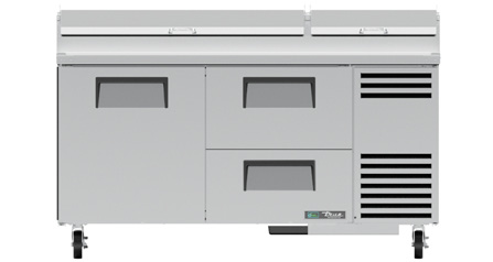 Product image #12 for True 67 3/8-Inch 2-Section Pizza Prep Table with 1 Door, 2 Drawers and Alternate Top