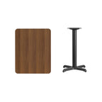 Thumbnail image #2 for Flash Furniture XU-WALTB-2430-T2222-GG Rectangular Dining Table, 30"W x 24"D, Walnut Laminate, Black 4-Point Pedestal Base